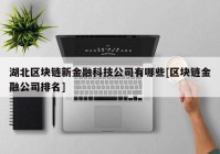 湖北区块链新金融科技公司有哪些[区块链金融公司排名]